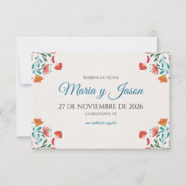 Fiesta Colorful Floral Modern Boda Spanish Wedding Save The Date