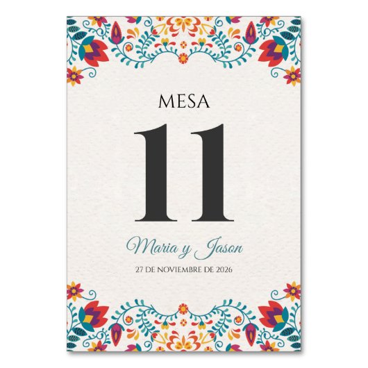 Fiesta Colorful Floral Spanish Wedding Kaart (Voorkant)