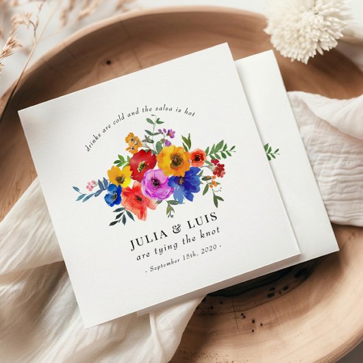 Fiesta Colorful Flower Mexican Wedding Verloving Servet
