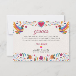 Fiesta Colorful Flowers Botanical Spanish Wedding Bedankkaart