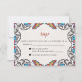 Fiesta Colorful Flowers Botanical Spanish Wedding RSVP Kaartje (Voorkant)