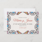 Fiesta Colorful Flowers Botanical Spanish Wedding Save The Date (Voorkant)