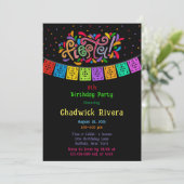 Fiesta Colorful Stippen Flag Banner Birthday Party Kaart (Staand voorkant)
