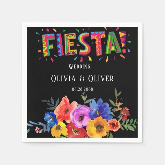 Fiesta Colorful Waterverf Floral Wedding Servet (Voorkant)