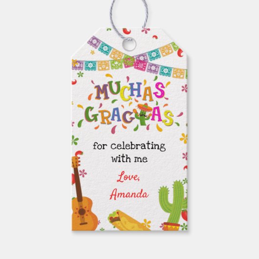 Fiesta Confetti Mexican Birthday Bedankt Label Cadeaulabel (Voorkant)