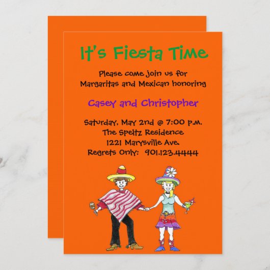Fiesta Couple Shower-uitnodigingen Kaart (Voorkant / Achterkant)