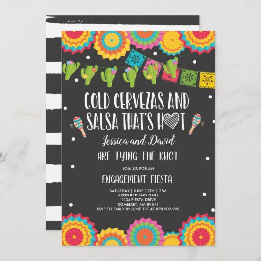Fiesta Couples Engagement Party Bridal Fiesta Inv Kaart (Voorkant / Achterkant)