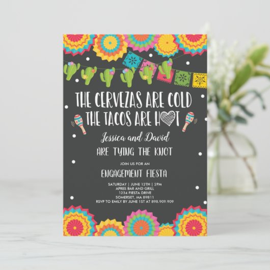 Fiesta Couples Engagement Party Bridal Fiesta Invi Kaart (Staand voorkant)