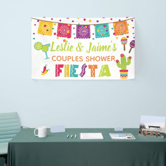 Fiesta Couples Shower Banner - Witte achtergrond (Beurs)