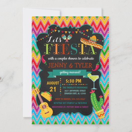 Fiesta Couples Shower Invitation Kaart (Voorkant)