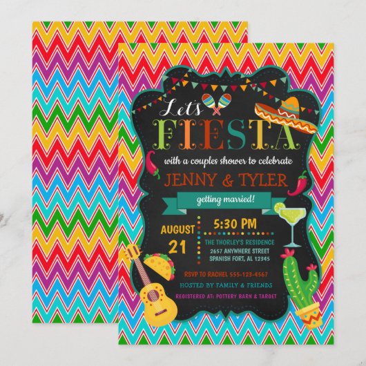 Fiesta Couples Shower Invitation Kaart (Voorkant / Achterkant)