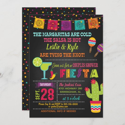 Fiesta Couples Shower Invitation Kaart (Voorkant / Achterkant)