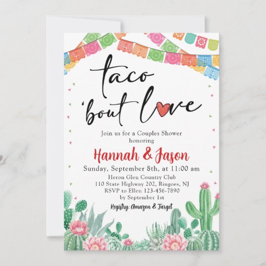 Fiesta Couples Shower Invitation Mexican Theme Kaart (Voorkant)