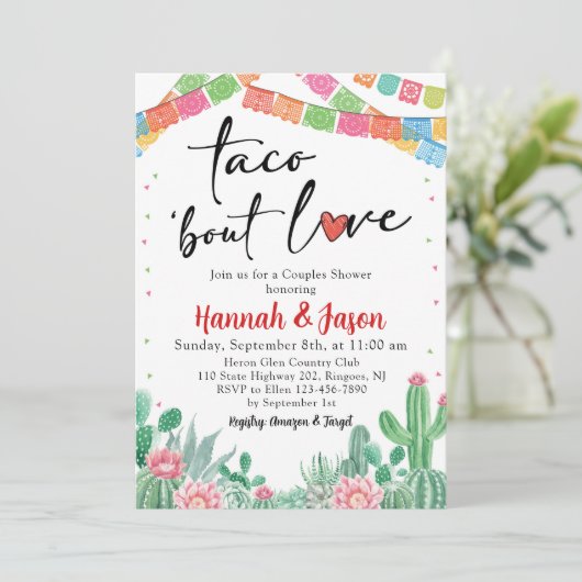 Fiesta Couples Shower Invitation Mexican Theme Kaart (Staand voorkant)