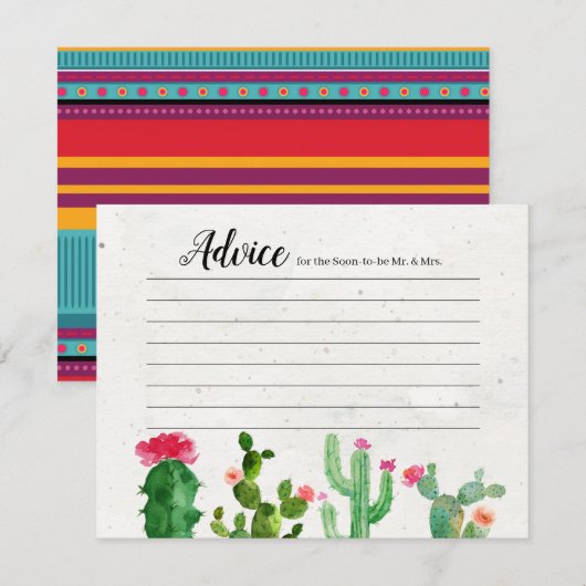 Fiesta Couples Shower Modern Advice Card Informatiekaartje (Voorkant / Achterkant)