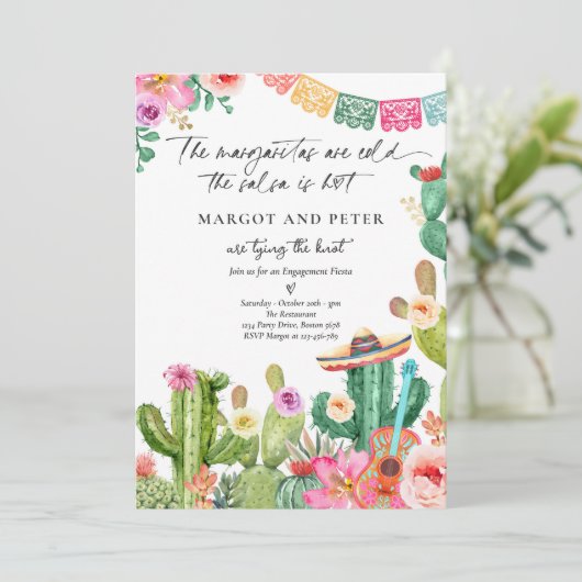 Fiesta Couples Verloving Fiesta Cactus Mexicaans Kaart (Staand voorkant)