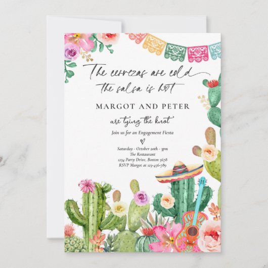 Fiesta Couples Verloving Fiesta Cactus Mexicaans Kaart (Voorkant)