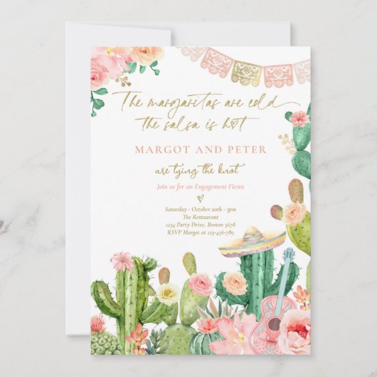 Fiesta Couples Verloving Fiesta cactus Mexican in Kaart (Voorkant)