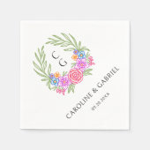 Fiesta Crest Krans Monogram Huwelijk Servet (Voorkant)