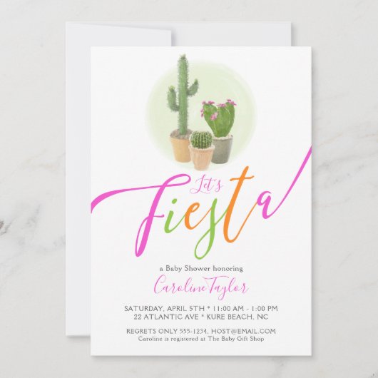 Fiesta Cute Colorful Cactus Baby shower Kaart (Voorkant)