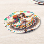 Fiesta Dancing Doll (#10) Paper Coaster Sets Ronde Kartonnen Onderzetter (Gebogen)
