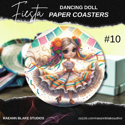 Fiesta Dancing Doll (#10) Paper Coaster Sets Ronde Kartonnen Onderzetter