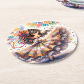 Fiesta Dancing Doll (#3) Paper Coaster Sets Ronde Kartonnen Onderzetter (Gebogen)