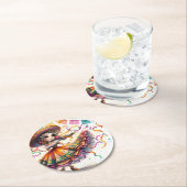 Fiesta Dancing Doll (#7) Paper Coaster Sets Ronde Kartonnen Onderzetter (Insitu)
