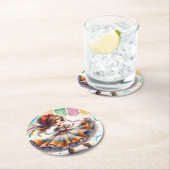 Fiesta Dancing Doll (#9) Paper Coaster Sets Ronde Kartonnen Onderzetter (Insitu)
