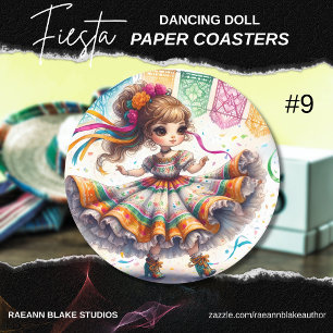 Fiesta Dancing Doll (#9) Papieren Onderzettersets Ronde Kartonnen Onderzetter