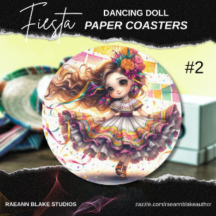 Fiesta Dansende Pop (#2) Papieren Onderzettersets Ronde Kartonnen Onderzetter