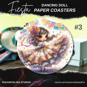 Fiesta Dansende Pop (#3) Papieren Onderzettersets Ronde Kartonnen Onderzetter