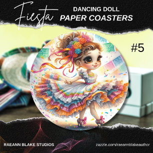Fiesta Dansende Pop (#5) Papieren Onderzettersets Ronde Kartonnen Onderzetter