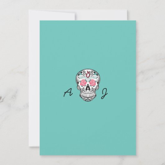 Fiesta Dansende Skeletons Skull Wedding Invitation Kaart (Achterkant)