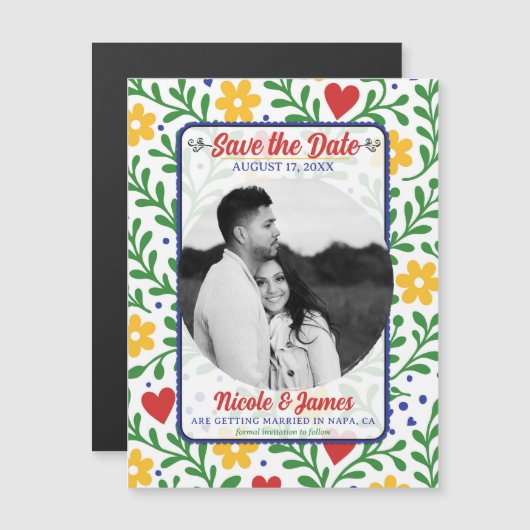 Fiesta de Amor Bold Kleurrijke Bloemen Bewaar de d (Voorkant / Achterkant)