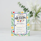 Fiesta de Amor Bold Kleurrijke Bloemen Huwelijk RS Kaart (Staand voorkant)