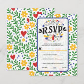 Fiesta de Amor Bold Kleurrijke Bloemen Huwelijk RS Kaart (Voorkant / Achterkant)