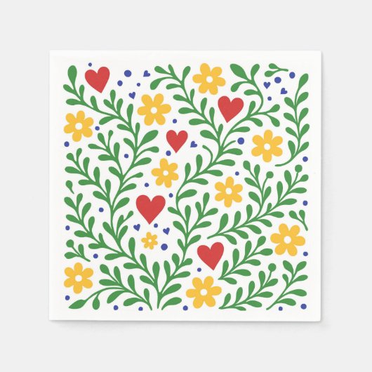 Fiesta de Amor Bold Kleurrijke Bloemen Huwelijk Servet (Voorkant)