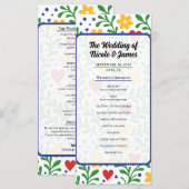 Fiesta de Amor Kleurrijk Bloemen Trouwprogramma Menu (Voorkant / Achterkant)