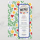 Fiesta de Amor Kleurrijk Bloemig Trouwmenu Menu (Voorkant / Achterkant)