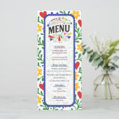 Fiesta de Amor Kleurrijk Bloemig Trouwmenu Menu (Staand voorkant)