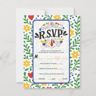 Fiesta de Amor Kleurrijke Bloem Bruiloft RSVP Kaart