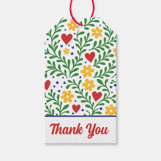 Fiesta de Amor Kleurrijke Bloemige Bruiloft Cadeaulabel (Voorkant)