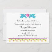 Fiesta de Bebe Colorful Tortelduifjes Uitnodiging (Voorkant)