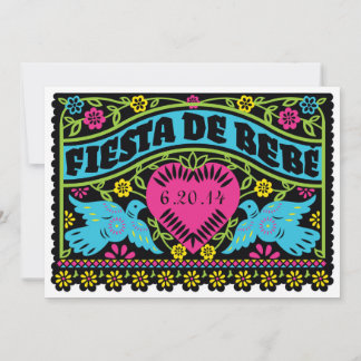 Fiesta de Bebe Colorful Tortelduifjes Uitnodiging
