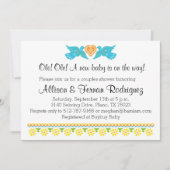 Fiesta de Bebe Colorful Tortelduifjes Uitnodiging (Voorkant)