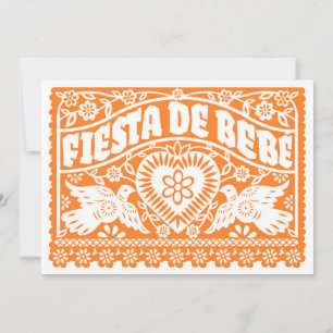 Fiesta de Bebe Oranje Tortelduifjes Banner Uitnodi Kaart