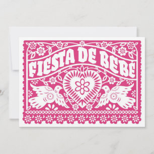 Fiesta de Bebe Pink Tortelduifjes Banner Uitnodigi Kaart