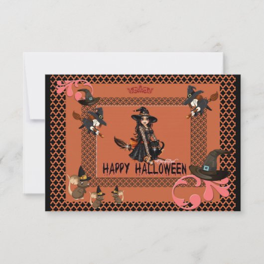 Fiesta de brujas en Halloween Kaart (Voorkant)