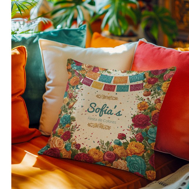 Fiesta de Colores Quinceanera, op maat Kussen (Creator heeft geüpload)